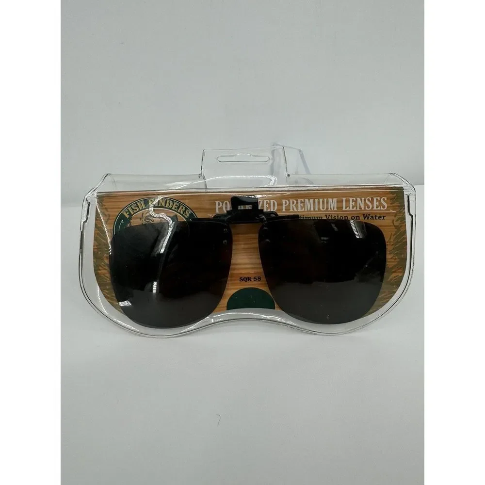 Fish Finders Polarized Full Frame Sqr 58 Gray Clip On Premium Sunglasses New